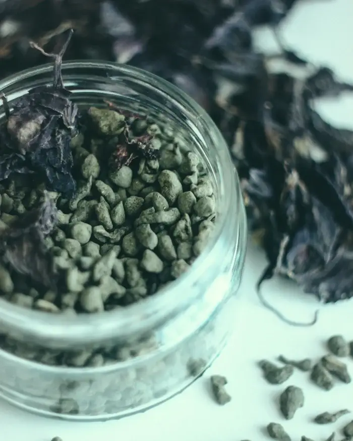 Loose tea in glass jars