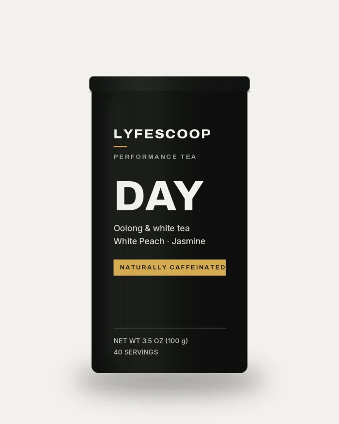 LyfeScoop Day — oolong and white tea with peach and jasmine, tin